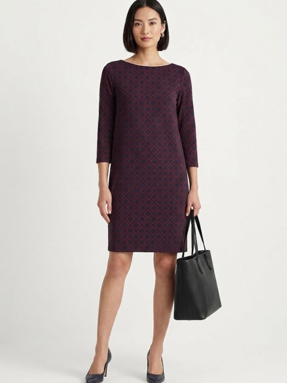 Lauren Ralph Lauren 3/4 Sleeve Shift Dress Size 8 Lined Polished Professional